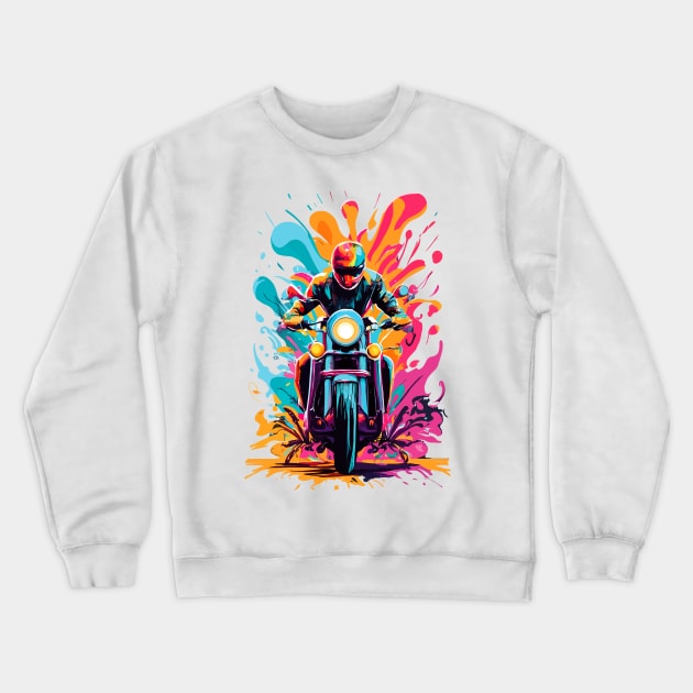 Motorcycle Retro - Vintage Motorcyclist Motorbike Crewneck Sweatshirt by BigWildKiwi